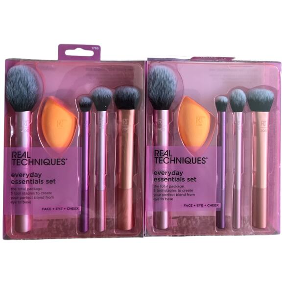 Lot 2 Real Techniques Everyday Essentials Makeup Brush Set - Picture 1 of 4